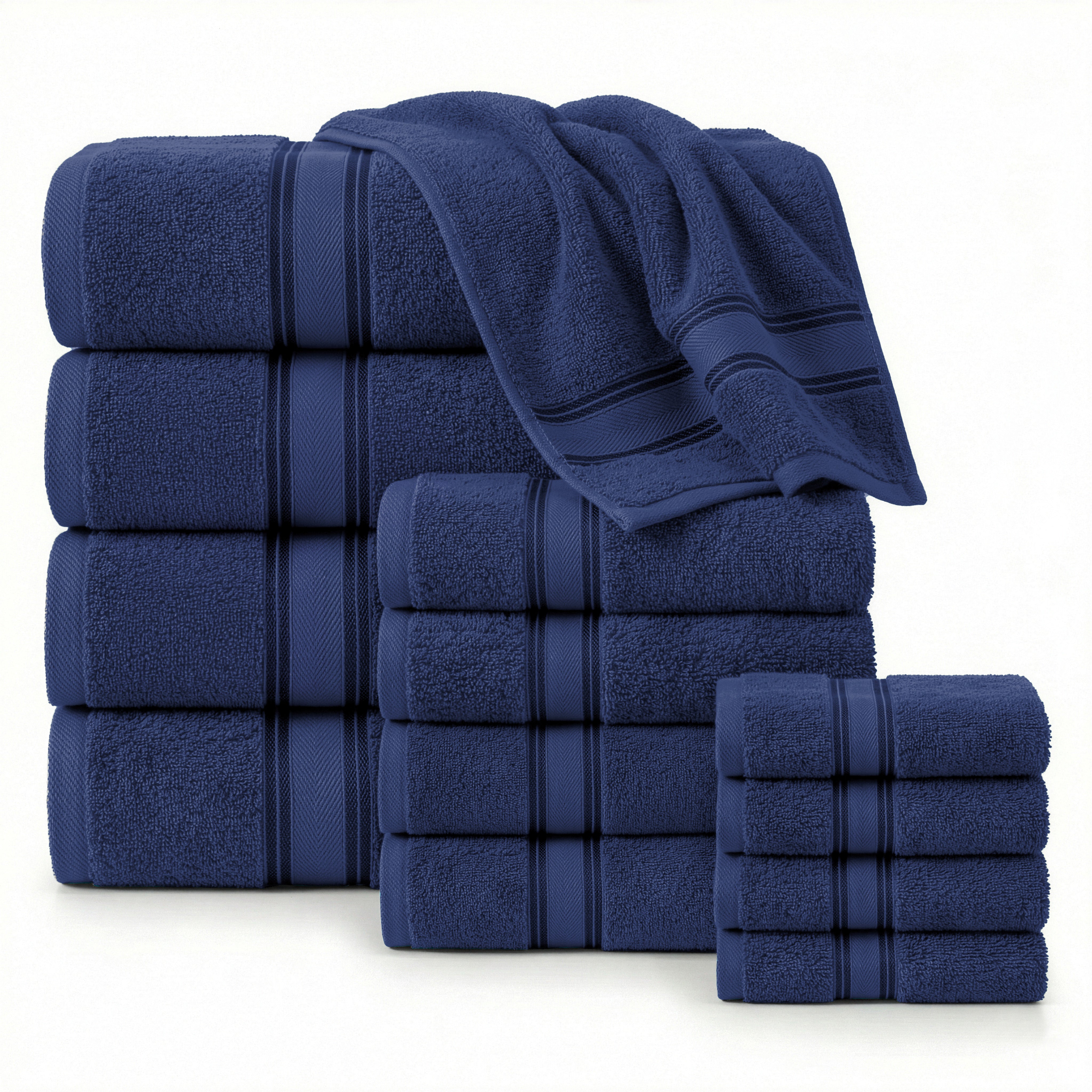 12 Piece 100% Cotton Towel Set 550GSM - Navy